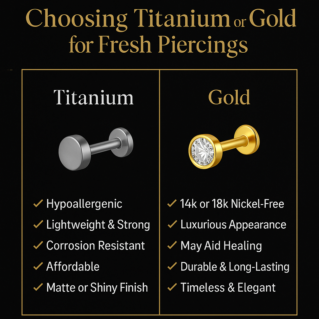Choosing Titanium or Gold for Fresh Piercings: The Complete Guide