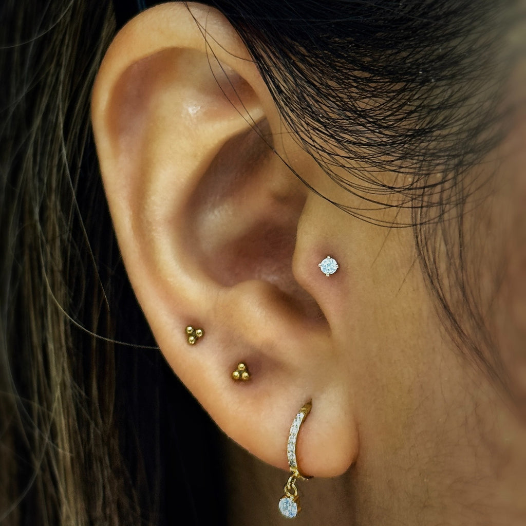 Titanium 16G Internally Threaded Trinity Labret Stud
