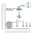 Natural Titanium 16G (1.2MM) Internally Threaded Trinity Piercing Stud