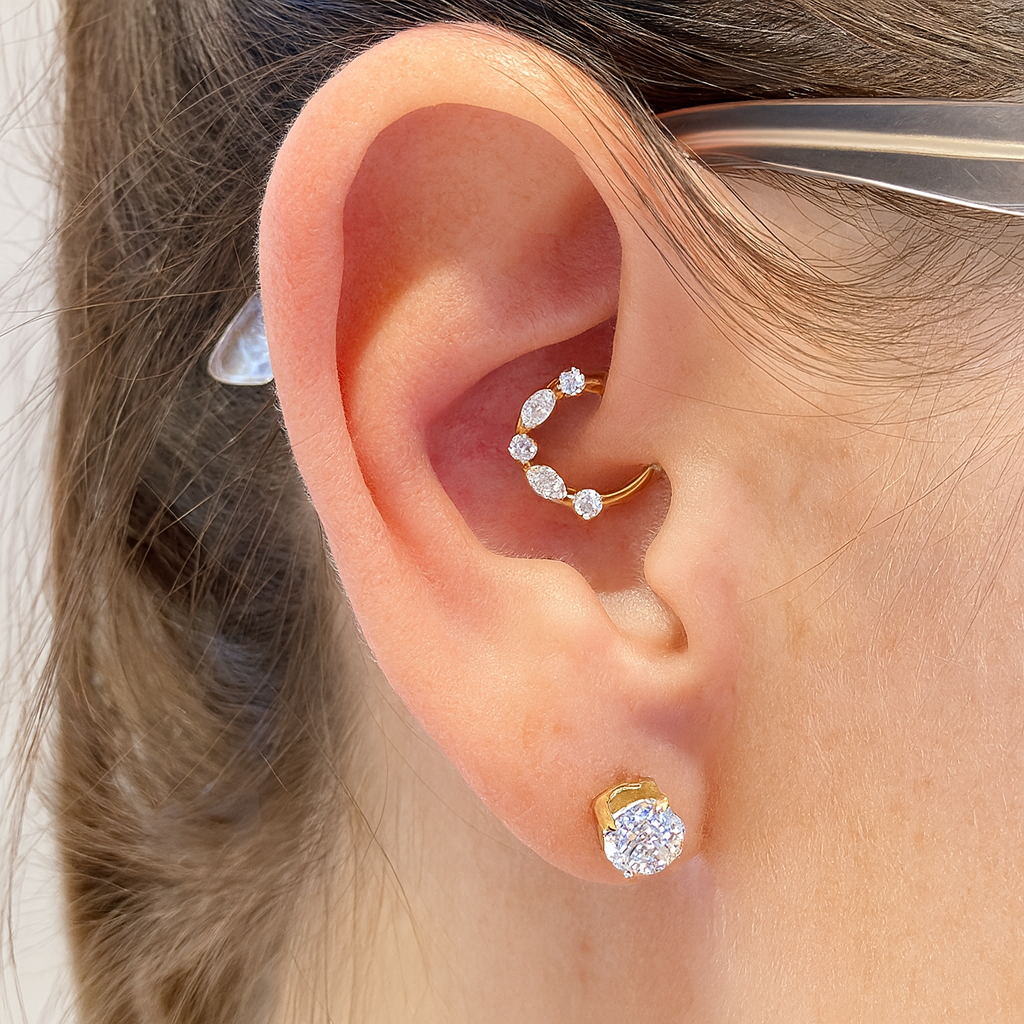 Titanium Marquise Round Daith &amp; Septum Piercing Hoop 16G 10MM