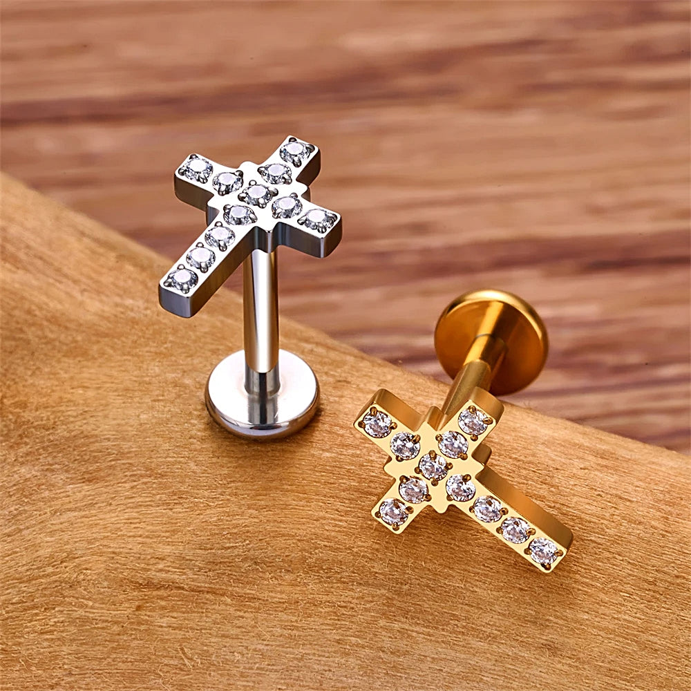 LAB_Cross_01 ASTM F136 Titanium 16G (1.2mm) Internally Threaded Cross Shape Stud
