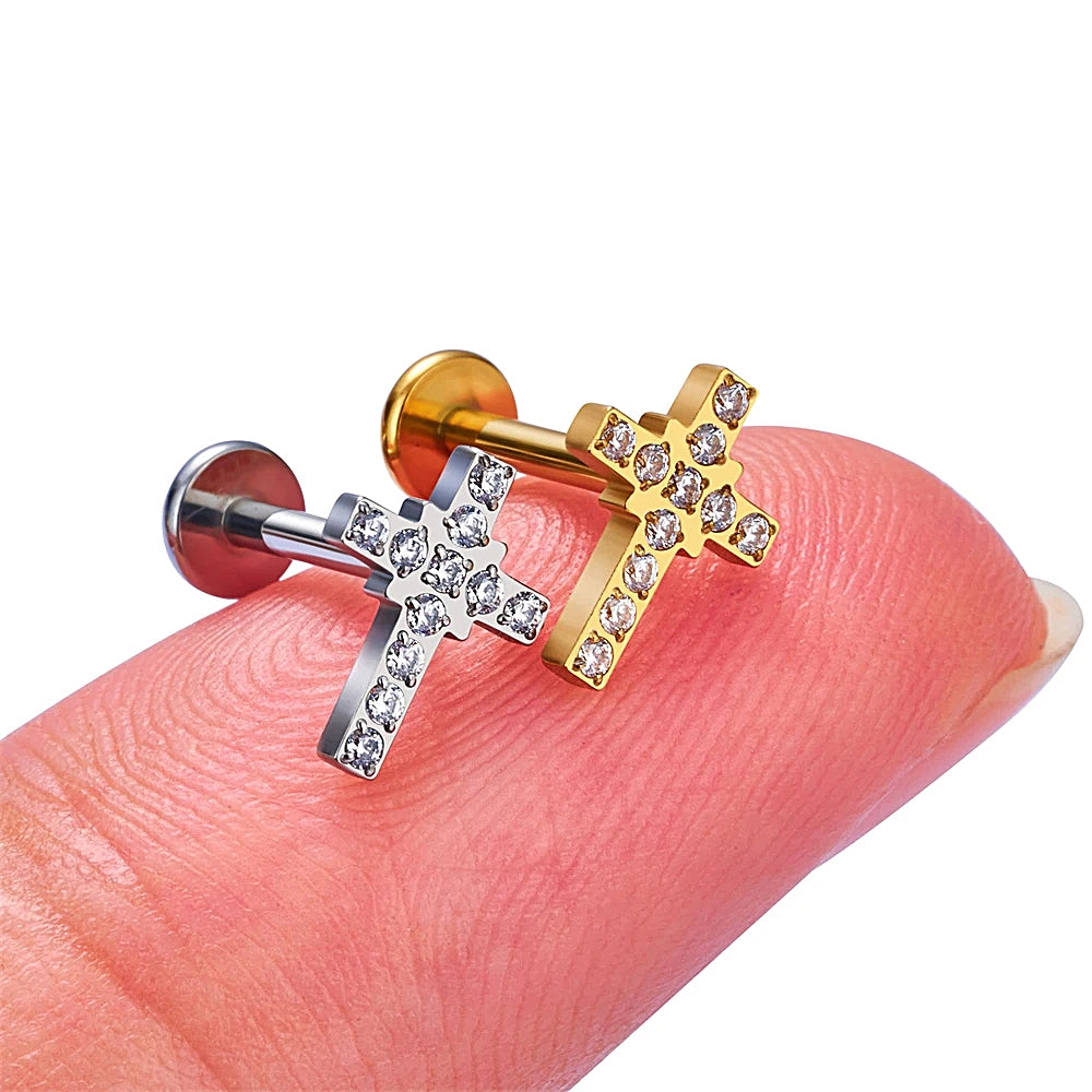 LAB_Cross_01 ASTM F136 Titanium 16G (1.2mm) Internally Threaded Cross Shape Stud