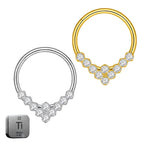 Titanium Pyramid Stone Daith &amp; Septum Piercing Hoop 16G 8MM