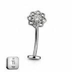 Titanium Floating Belly Piercing – Flower Top