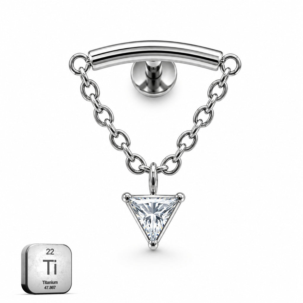 Titanium Hidden Helix Chain Drop Jewelry – Triangle Crystal