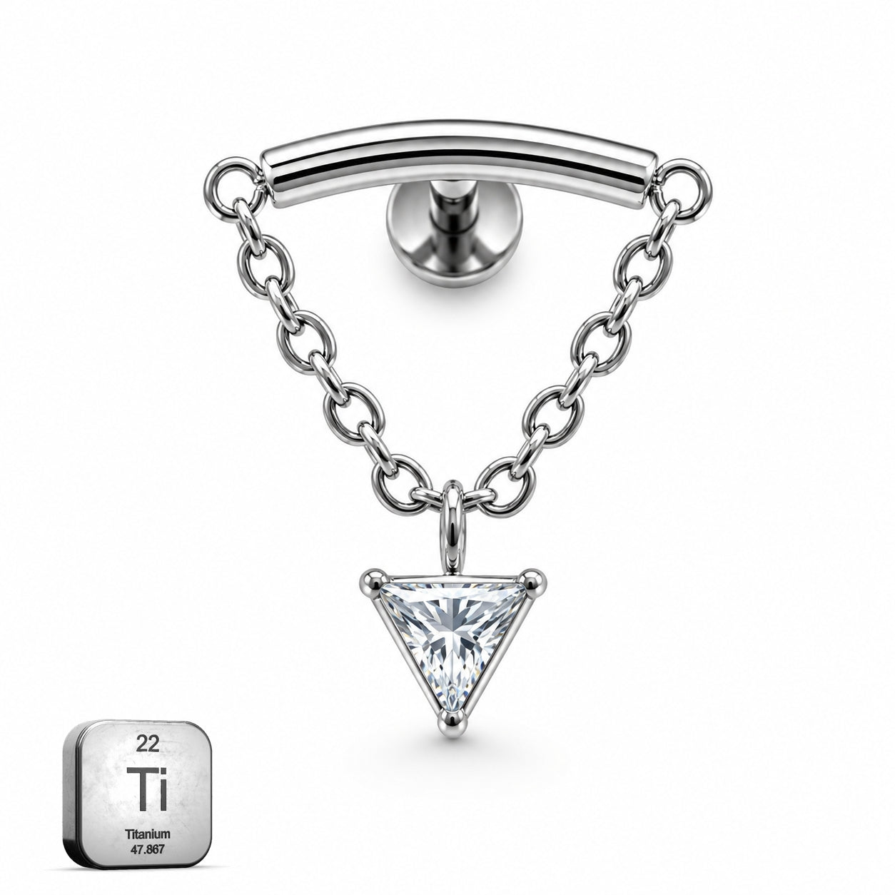 Titanium Hidden Helix Chain Drop Jewelry – Triangle Crystal