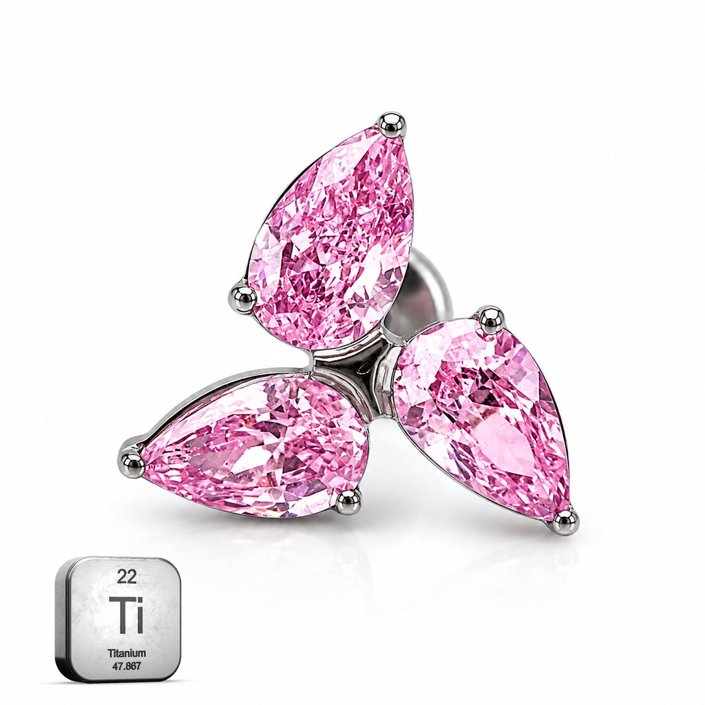 Titanium Trinity Pink Crystal Stud