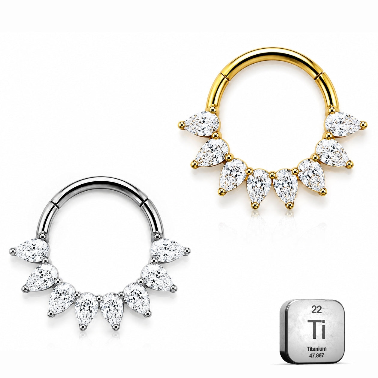 Titanium Hinged CZ Hoop– 10MM