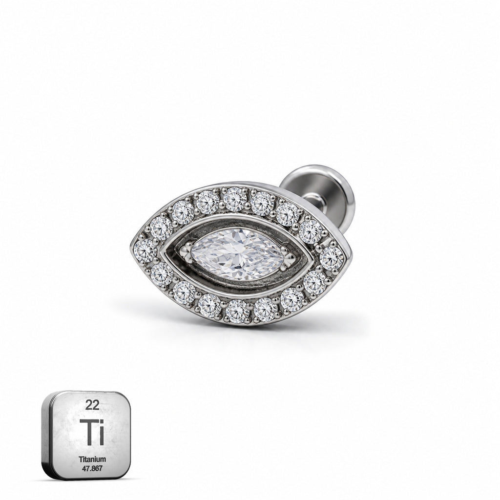 Evil Eye Titanium Flat Back Stud