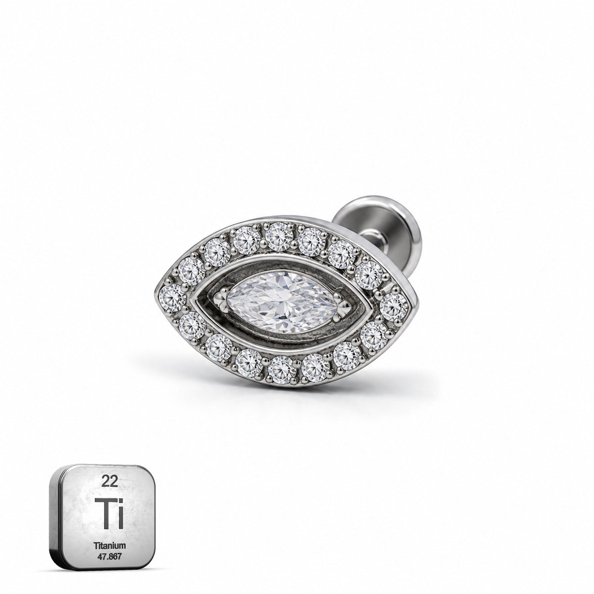 Evil Eye Titanium Flat Back Stud