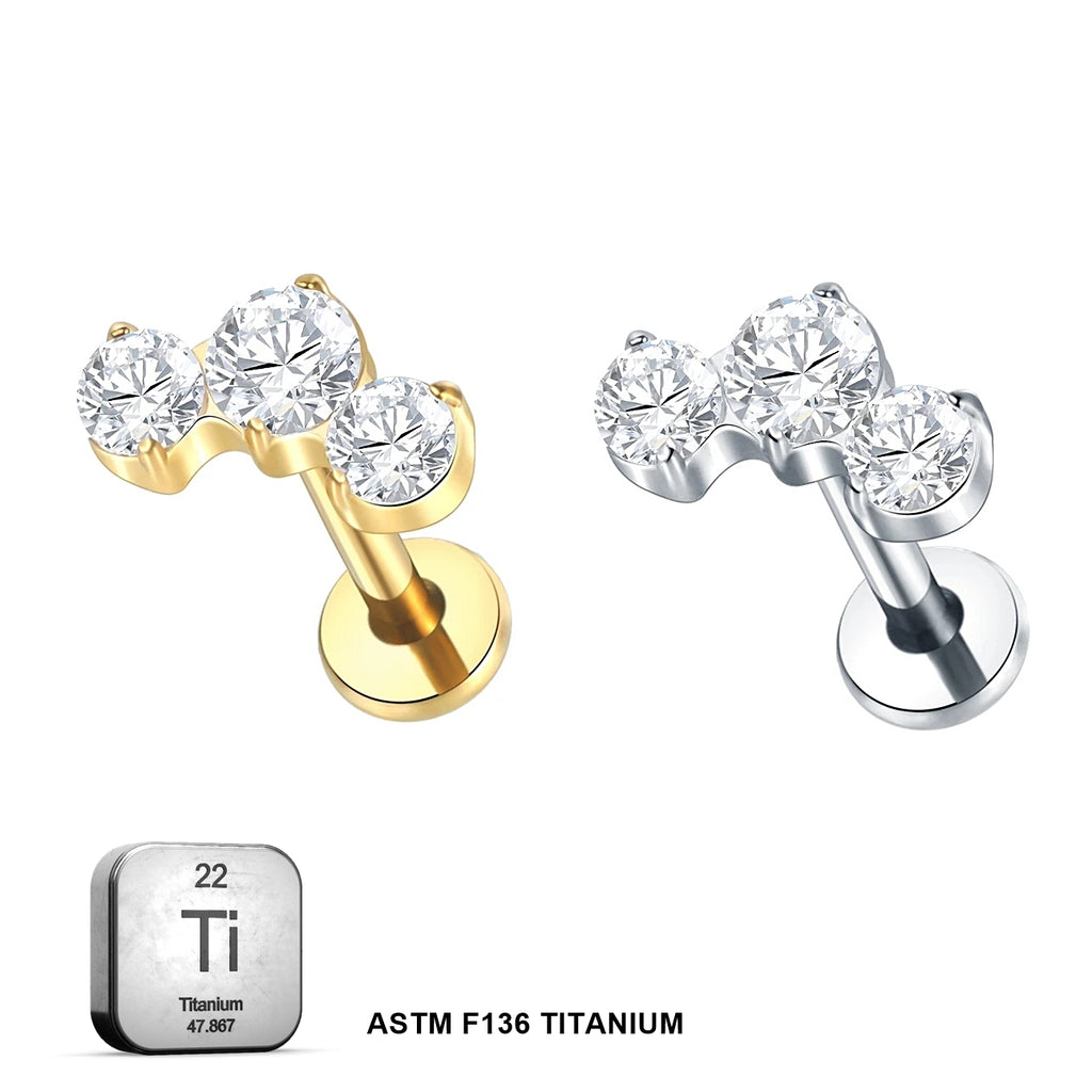 Titanium Internally Threaded Flat Back Curved Stud