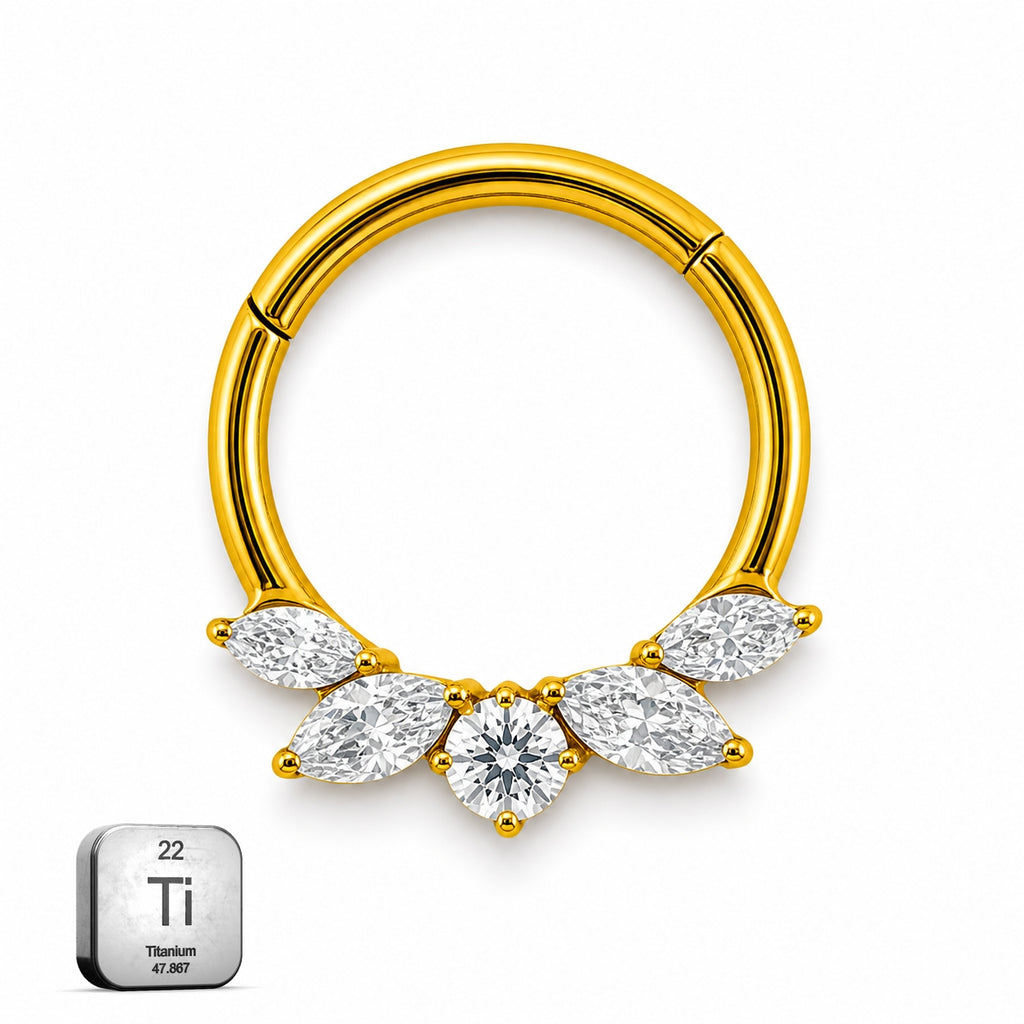 Titanium Marquise CZ Clicker Ring