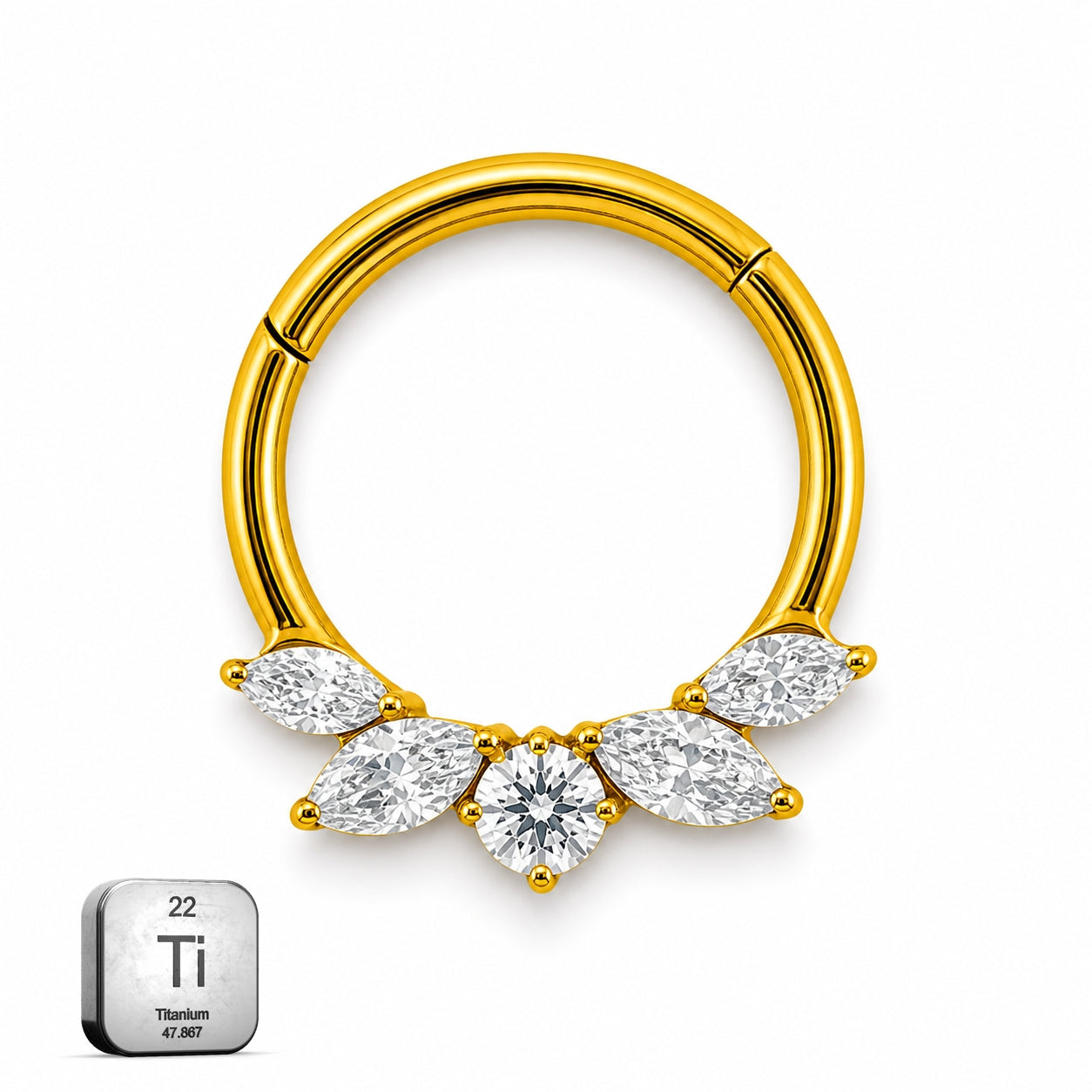 Titanium Marquise CZ Clicker Ring