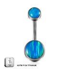 Titanium 14G (1.6MM) Internally Threaded Opal Stone Belly Button Piercing 10MM