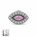 Pink Evil Eye Titanium Flat Back Stud