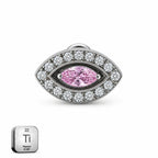 Pink Evil Eye Titanium Flat Back Stud