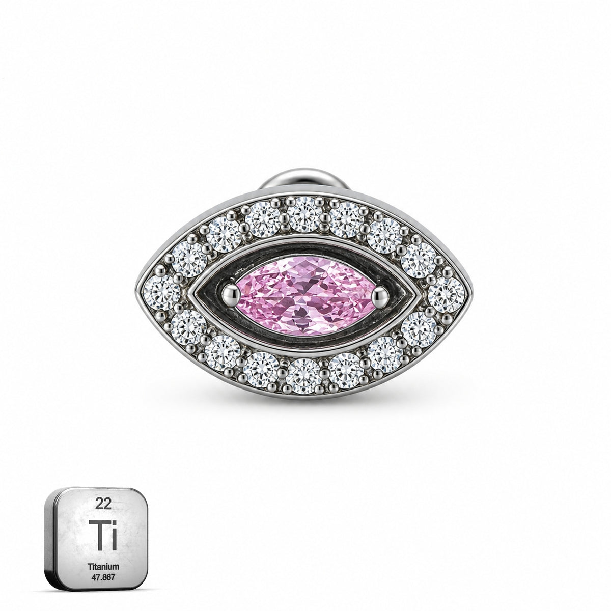 Pink Evil Eye Titanium Flat Back Stud