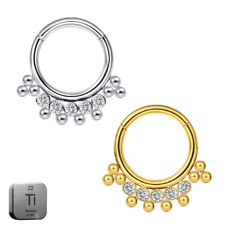 Titanium Princess Crown Daith &amp; Septum Piercing Hoop 16G 8MM