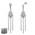Premium Titanium Dangling Cat Paw with Chain Belly Ring | 14G (1.6MM) | 10MM Bar