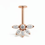18K Rose Gold Lab Diamond Vertical Helix (Bugadi) Stud – Internally Threaded (Sold Per Piece)