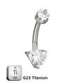 ASTM F136 Titanium 14G (1.6MM) Internally Threaded Triangle Belly Button Piercing 10MM