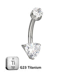 ASTM F136 Titanium 14G (1.6MM) Internally Threaded Triangle Belly Button Piercing 10MM
