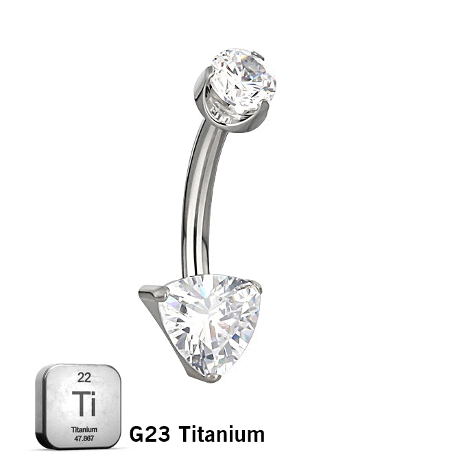 ASTM F136 Titanium 14G (1.6MM) Internally Threaded Triangle Belly Button Piercing 10MM
