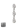 Natural Titanium 16G (1.2mm) Internally Threaded Marquise Double Drop Dangling Piercing Stud