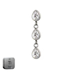 Natural Titanium 16G (1.2mm) Internally Threaded Marquise Double Drop Dangling Piercing Stud