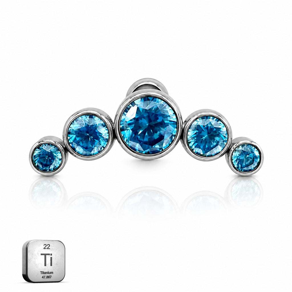 Titanium Sky Blue Crystal Arc Stud