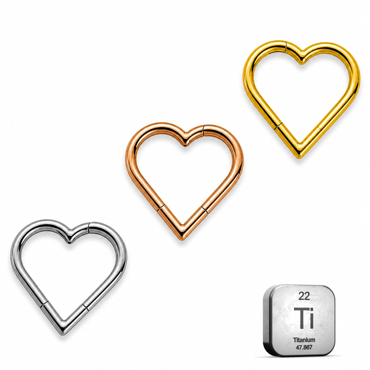 Minimal Heart Titanium Clicker Ring