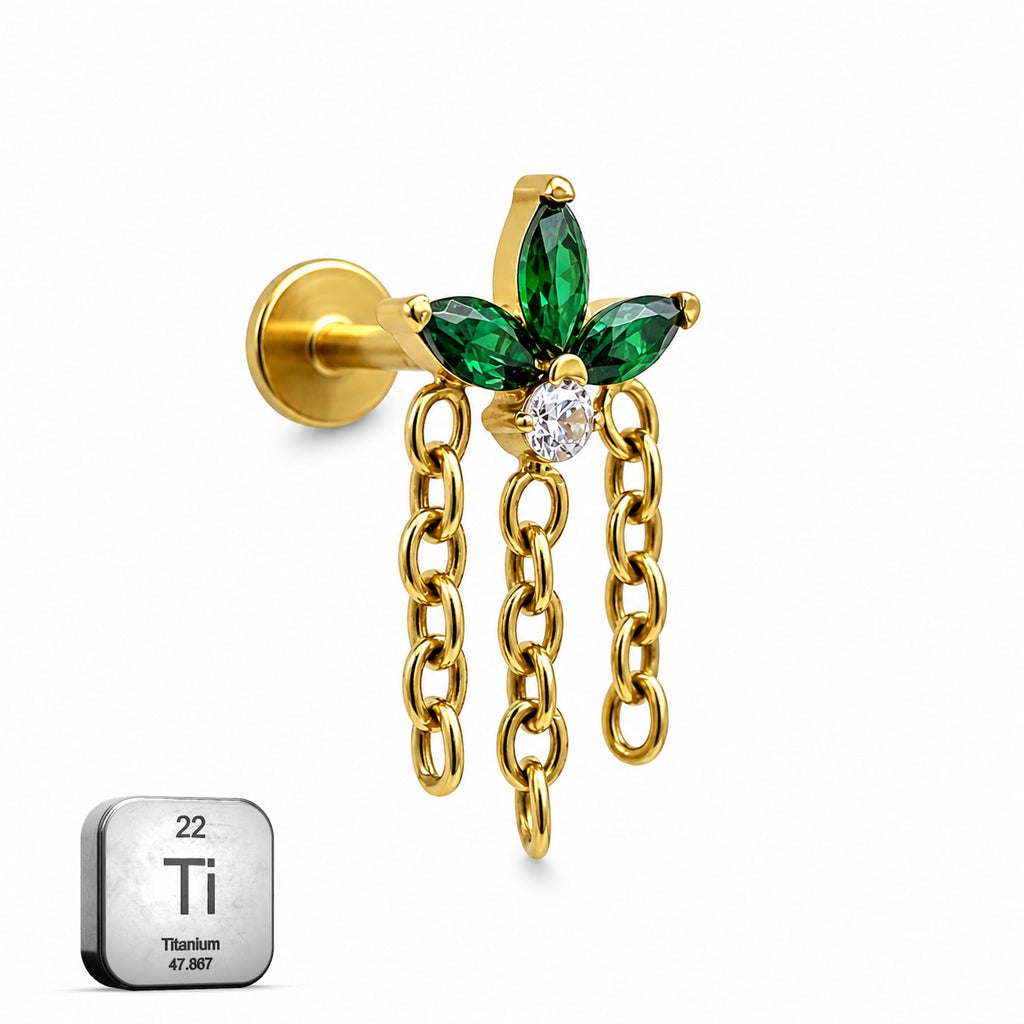 Titanium Triple Chain Dangle Stud