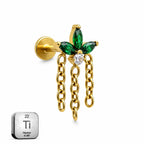 Titanium Triple Chain Dangle Stud