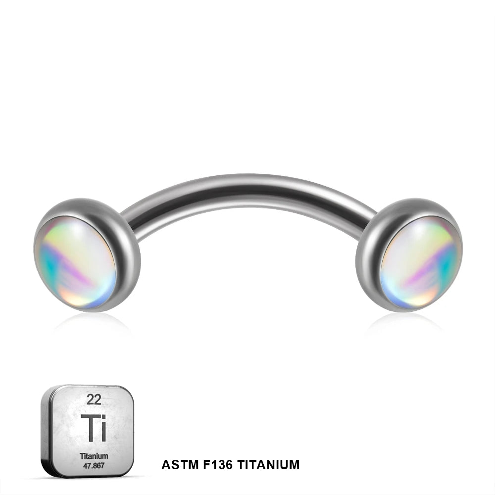 Natural Titanium 16G (1.2MM) Internally Threaded Rook Eyebrow Piercing