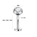 Titanium 14G (1.6MM) Internally Threaded Clear Crystal Floating Belly Button Piercing
