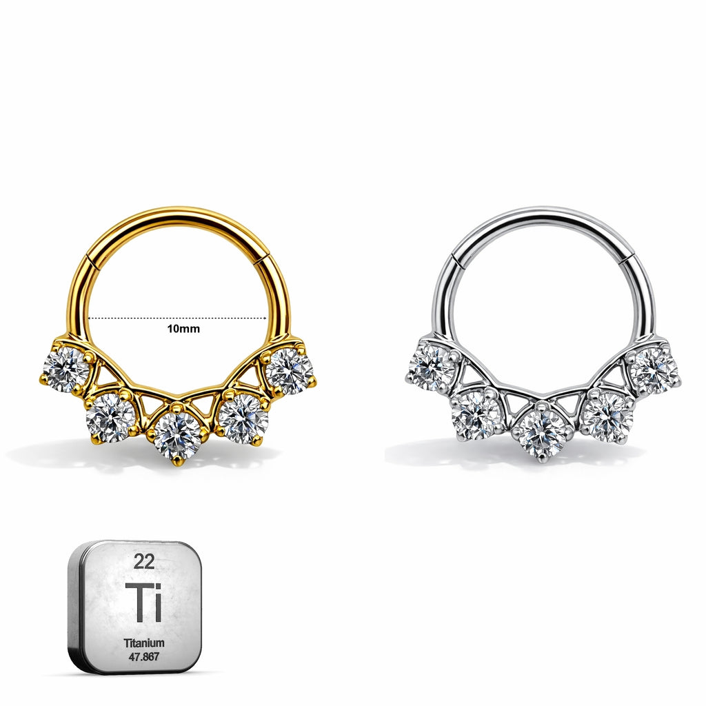 Titanium Hinged Hoop with CZ Accents – 16G | 10mm