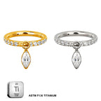 Marquise CZ Hinged Hoop – Titanium Elegance