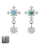 Natural Titanium 16G (1.2mm) Internally Threaded Snow Flake Dangling Piercing Stud
