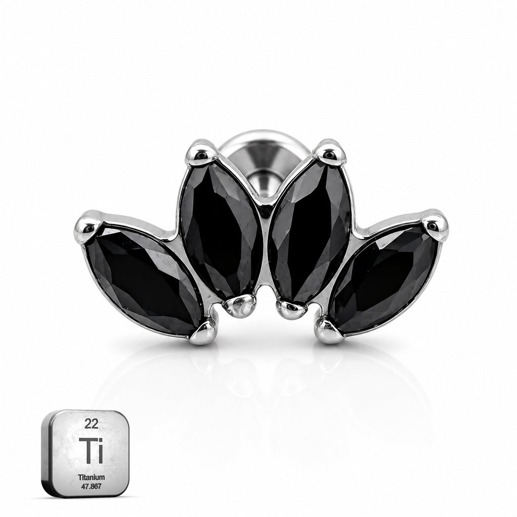 Titanium Black Marquise Fan Stud