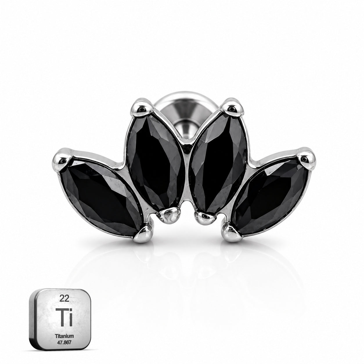Titanium Black Marquise Fan Stud