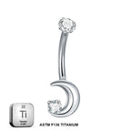 Titanium 14G (1.6MM) Internally Threaded Moon Belly Button Piercing 10MM