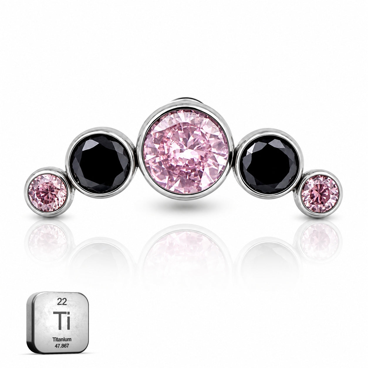Titanium Blush & Black Crystal Arc Stud