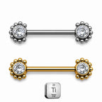 Titanium Sunburst Nipple Piercing Barbell – Internally Threaded