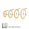 Ring_GP_02 ASTM F136 Titanium 20G (0.8MM) Click Lock Crystal Studed Golden Ring Hoop Piercing