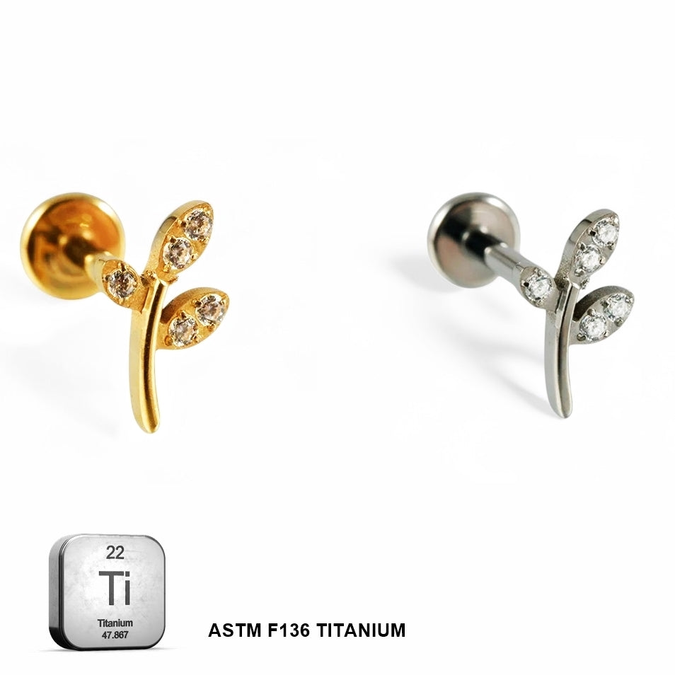 Titanium Internally Threaded Leaf Shape Jewelry