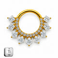 Princess Crystal Fan Titanium Clicker Ring