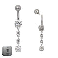 Premium Titanium Round Belly with Dangling Crystals Belly Ring | 14G (1.6MM) | 10MM Bar