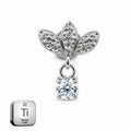 Titanium Lotus Crystal Dangle Stud