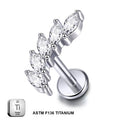 ASTM F136 Titanium 16G (1.2MM) Internally Threaded Curved 5CZ Piercing Stud