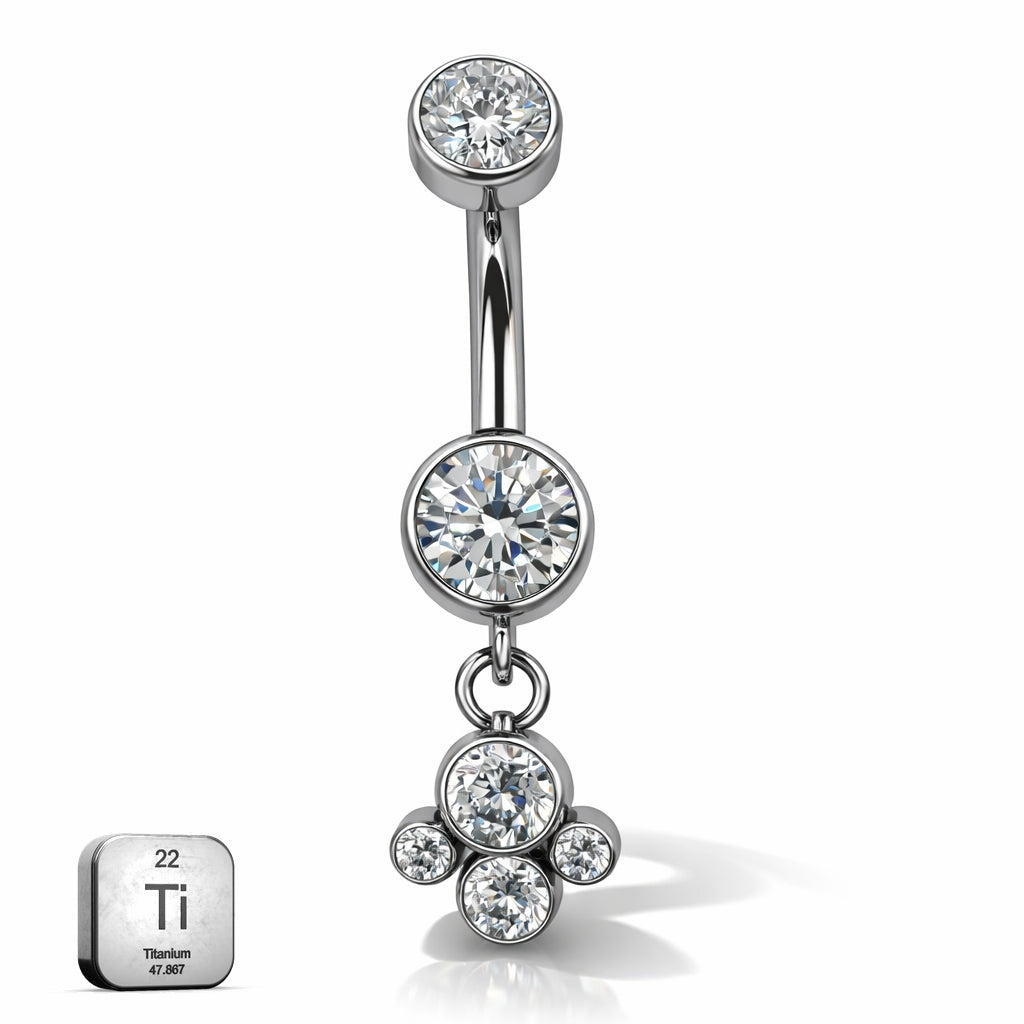 Titanium Internally Threaded Belly Ring – Dangle Design